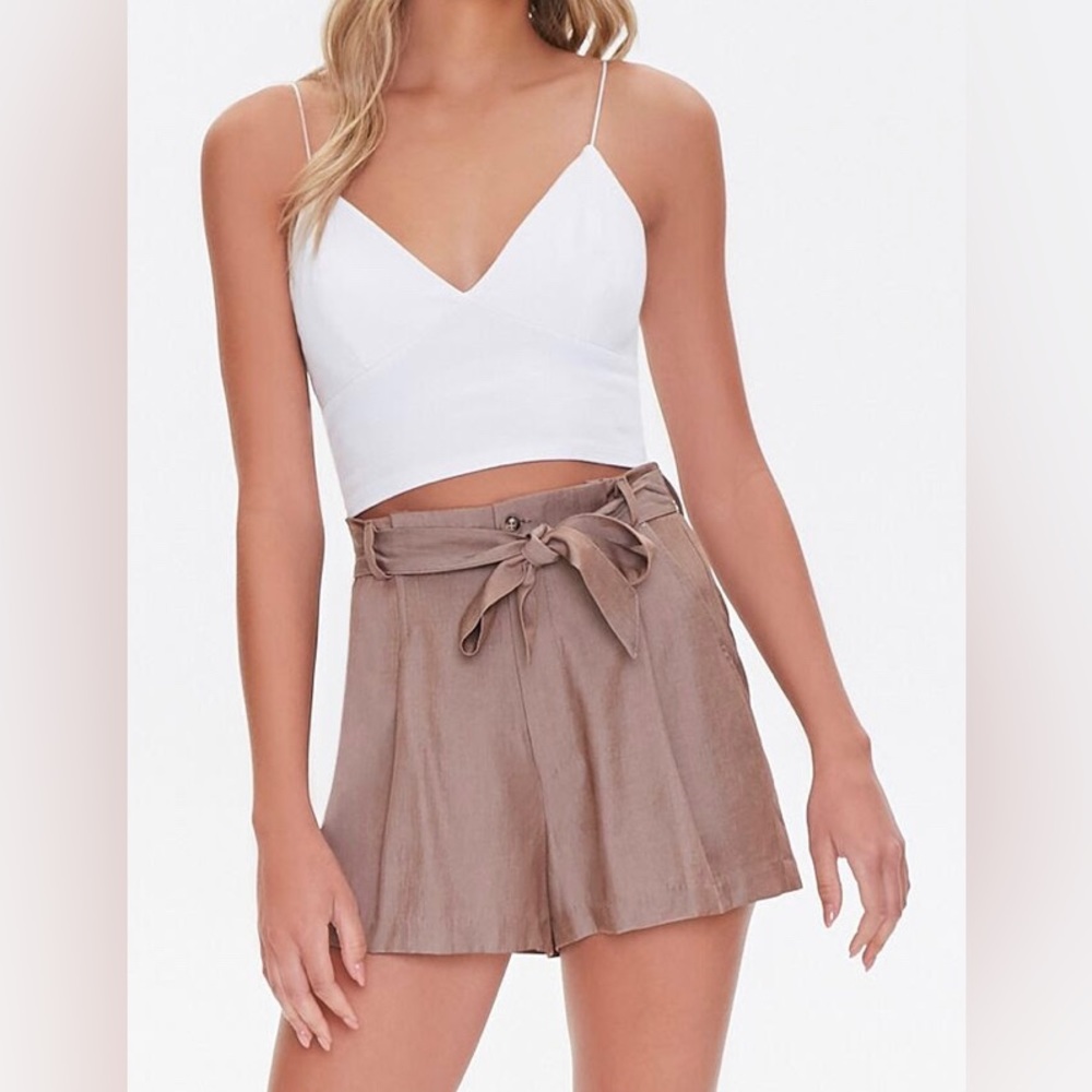 Sash-Belt Pleated Shorts